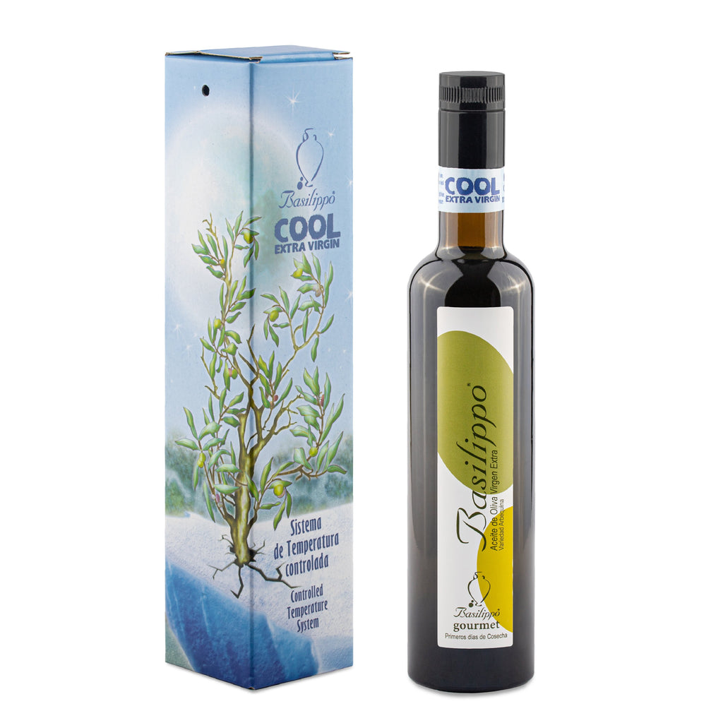 Oliwa z oliwek Basilippo Gourmet „Pierwsze dni zbiorów” Extra Virgin 500ml w opakowaniu prezentowym - Edycja Limitowana